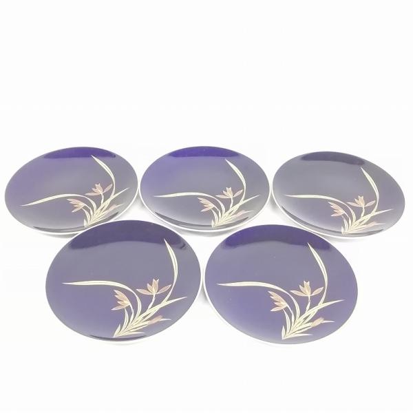 香蘭社 銘々皿 金彩5枚セット 小皿 瑠璃色 胡蝶蘭 皿 小皿 その他