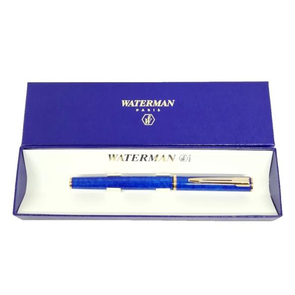 ウォーターマン Waterman 万年筆 フランス製 ブルー ゴールド 美品 メンズ
