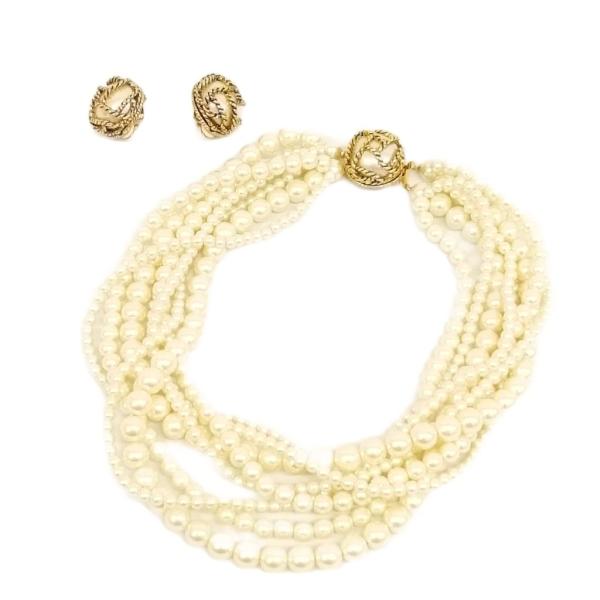 carolee キャロリー フェイクパール ネックレス チョーカー イヤリング セット レディース