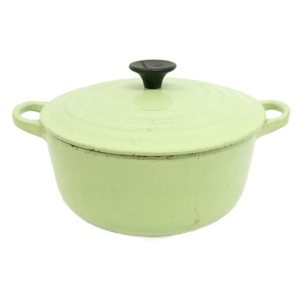 LE CREUSET ル クルーゼ ココット ロンド 20cm 両手鍋 ホーロー鍋 グリーン系