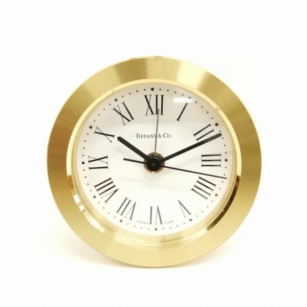 ティファニー TIFFANY &amp; CO. トラベルクロック デスククロック クオーツ 置時計 ゴール...