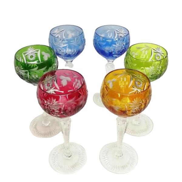 NACHTMANN ナハトマン クリスタル ワイングラス 切子 レッド イエロー グリーン ブルー