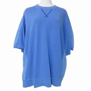 ニコアンド Niko and.. 23SS 製品染めドッキングプルオーバー ガゼットTシャツ 半袖 カットソー M 青 ブルー X レディース