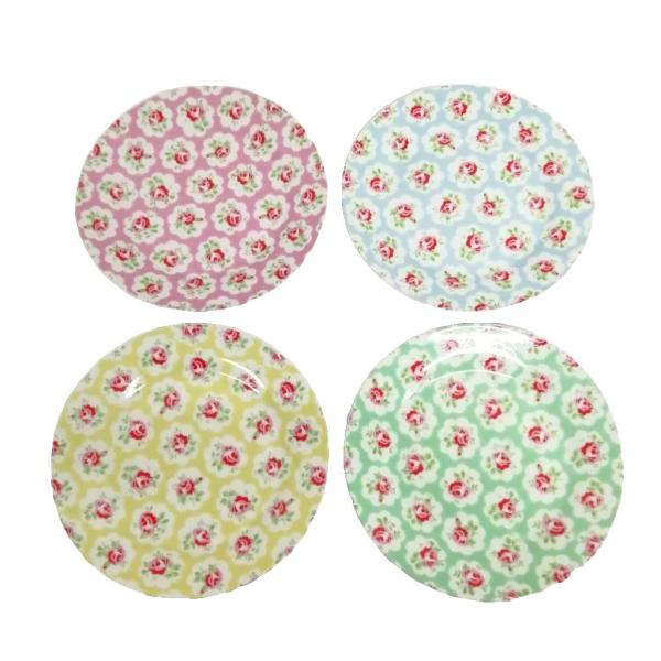 キャスキッドソン Cath Kidston 18cm プレート 皿 4枚セット フラワー柄 バラ柄