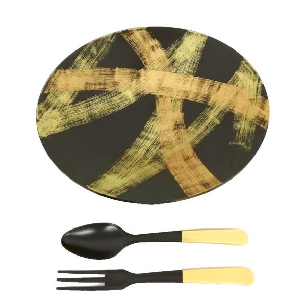 山田平安堂 漆器 大皿 サラダボウル サーバー付き 美品