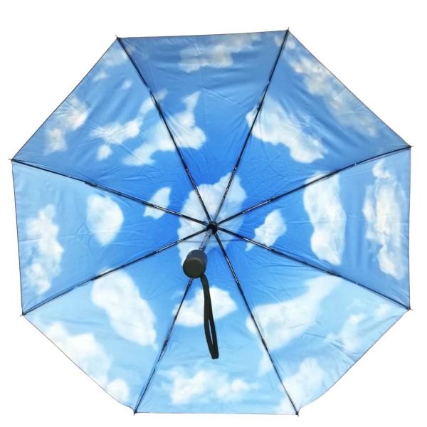 MOMA スカイアンブレラ 折りたたみ傘 リサイクルプラスチック ボタン開閉式 黒 ブラック 水色 ...