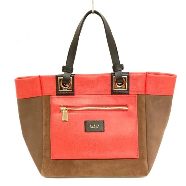フルラ FURLA リバーシブル トートバッグ ハンドバッグ ブラウン ピンク レディース