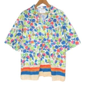 ニコアンド Niko and.. ×ツモリチサト 美品 シャツ 地球 総柄 半袖 オーバーサイズ オープンカラー L マルチカラー /X レディース