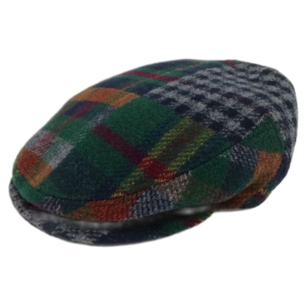TORPEDO トルペド ハンチング パッチワーク調 チェック柄 ウール混 フランス製 グリーン グ...