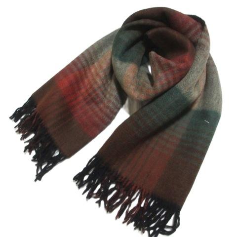 未使用品 タグ付き ウールマフラー ストール 田中久株式会社 和装小物 フリンジ チェック 無地 マ...