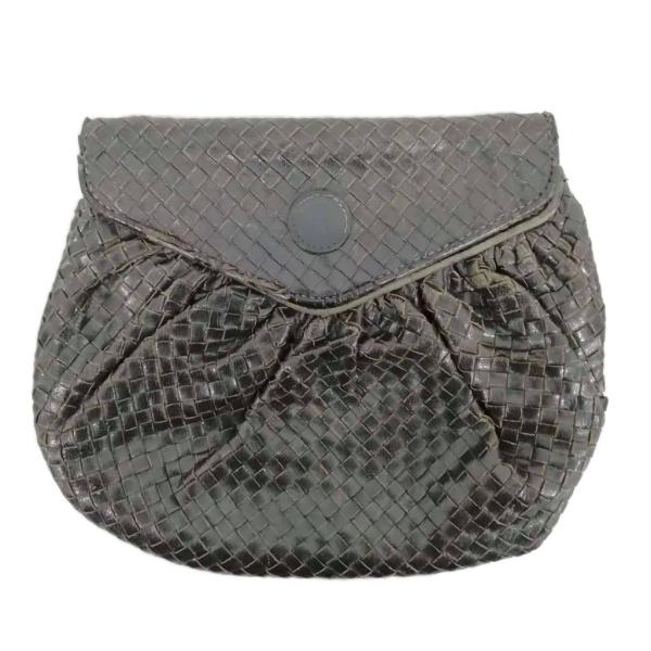 フェンディ FENDI レザー 編み込み クラッチ  ポシェット ショルダー欠損 黒 ブラック レデ...