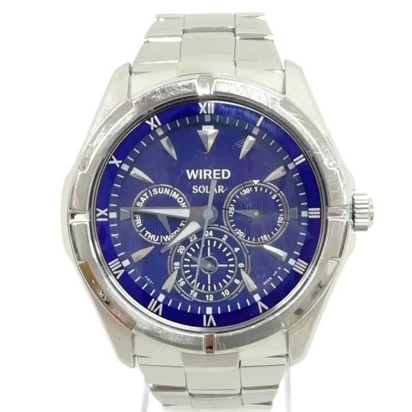 セイコー SEIKO ワイアード WIRED V14J-0BV1 ソーラー 腕時計 ブルー文字盤 メ...