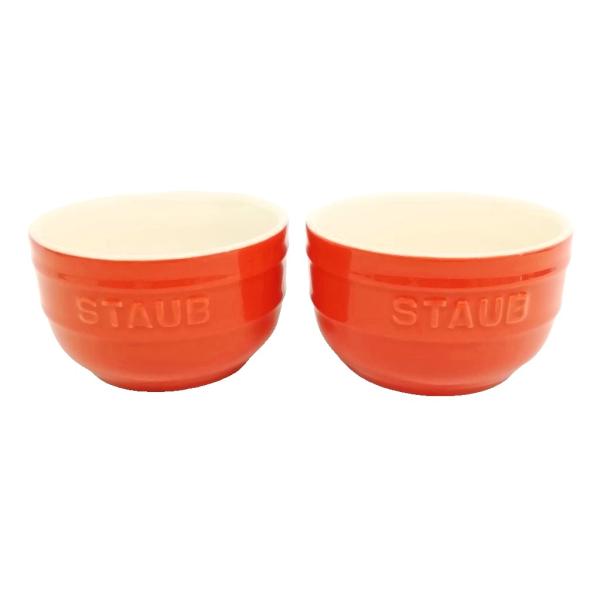 staub ストウブ セラミック ラウンド ボウル 小鉢 9cm 2個セット オレンジ系