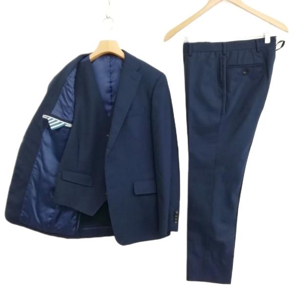 パーソンズ PERSON'S FOR MEN チェック 3ピース シングル 2B スーツ セットアッ...