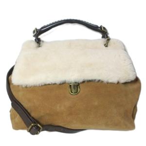 アグ オーストラリア UGG australia ムートン2way ハンドバッグ ショルダーバッグ シープスキン スエード 鞄 ベージュ系 /X レディース