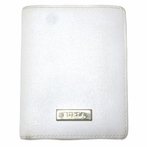 フルラ FURLA 財布 二つ折り レザー 小銭入れあり ロゴプレート 白 ホワイト /X レディー...