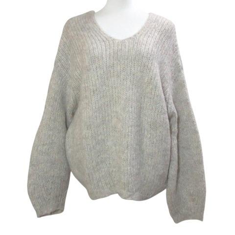 ナチュラルビューティーベーシック 22AW フォルムバルーンスリーブVネックニット セーター プルオ...