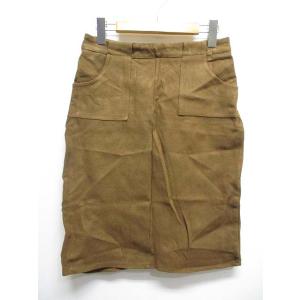 アンドジェイ ANDJ ストレッチ タイト スカート 起毛 キャメル 膝丈 スリット レディース