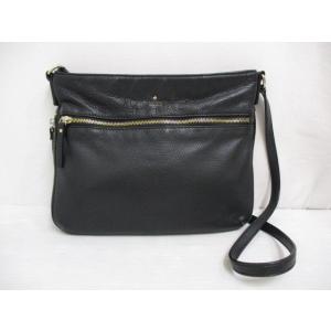 中古 ケイトスペード KATE SPADE PXRU3178 レザー ショルダー バッグ 黒 ブラック 斜め掛け 裏地付き レディース 【ベクトル 古着】