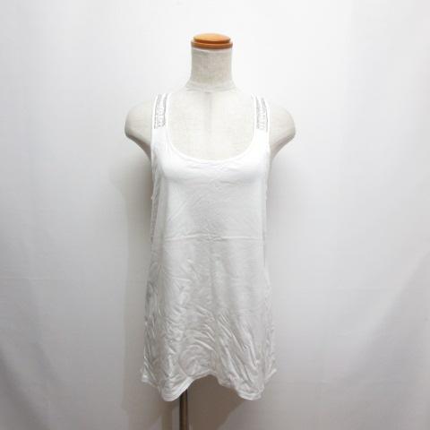 23区 オンワード樫山 ビーズ装飾 タンクトップ ノースリーブ カットソー 40 白 ホワイト レデ...