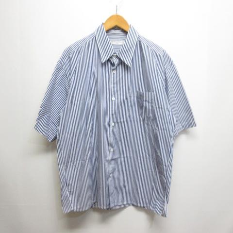 アメリカンラグシー AMERICAN RAG CIE ストライプ柄 半袖 ワイド シャツ 2 白×ブ...