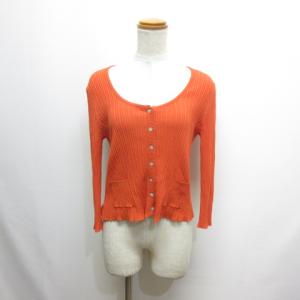 トラフィックベーシックスタイル TRAFFIC BASIC STYLE 七分袖 リブニット カーディガン 40 オレンジ レディース