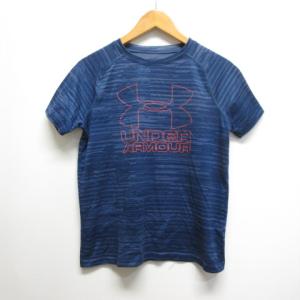 アンダーアーマー UNDER ARMOUR 子供用 スポーツウェア 半袖 Tシャツ YXL ネイビー ロゴ プリント ポリエステル キッズ