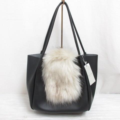 未使用品 アンビリオン UNBILLION フェイクファー着脱 ワンショルダー トート バッグ 黒 ...