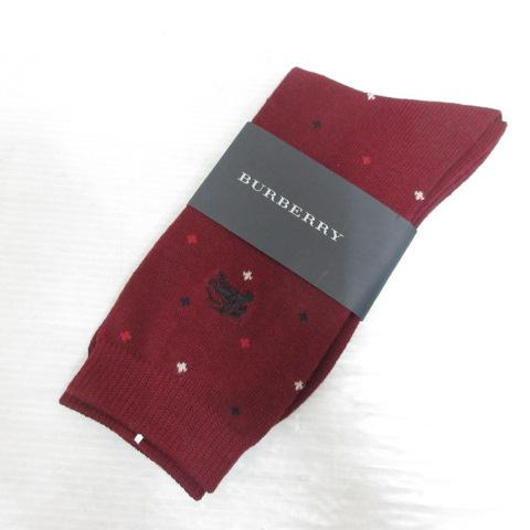未使用品 バーバリー BURBERRY 靴下 ソックス ホース刺繍 クルー丈 23-25 ボルドー ...