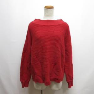 シーモシェリー she mo shelly 長袖 ワイド ニット プルオーバー 赤 レッド 横リブ レディース