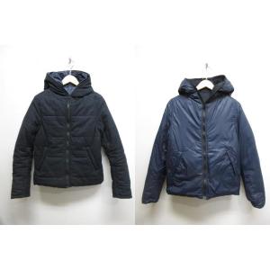 グローバルワーク GLOBAL WORK リバーシブル 中綿 ジャケット ブルゾン フーデッド M 濃紺 ネイビー フルジップ アウター レディース