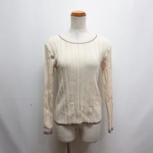 ナチュラルクチュール natural couture 美品 長袖 リブ ニット カットソー F アイボリー レディース