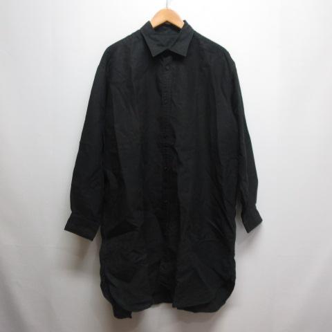 うなぎの寝床 UNA PRODUCTS 麻リネン シャツ ワンピース 長袖 M-L 黒 ブラック 日...