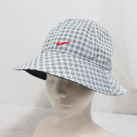 ナイキ NIKE 美品 バケットハット 帽子 千鳥格子柄 ML グレー 裏地付き メンズ レディース