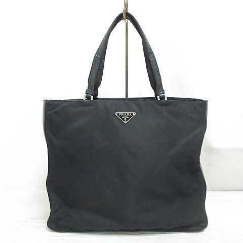 プラダ PRADA ナイロン レザー トート バッグ ハンド B9234 ブラック 黒 三角ロゴプレ...