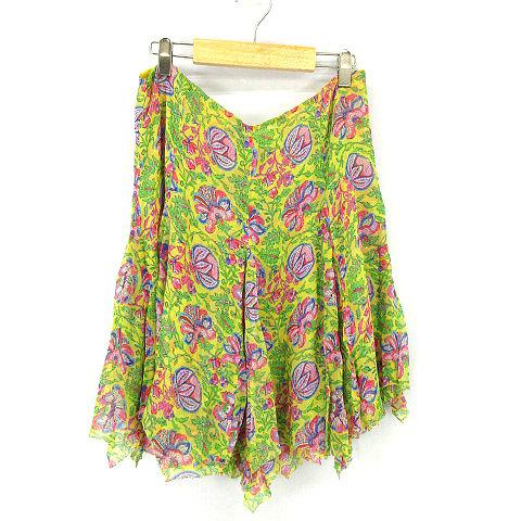 未使用品 ラルフローレン RALPH LAUREN 絹シルク100 フローラル スカート黄イエロー1...