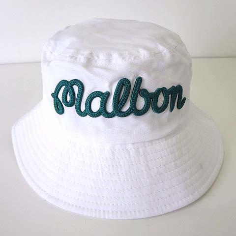 マルボン MALBON GOLF 帽子 ハット バケットハット ゴルフ ロゴ 刺繍 S-M 白 ホワ...