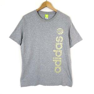 アディダスネオ adidas neo Tシャツ ロゴ プリント クルーネック コットン 半袖 XL グレー ゴールド 大きいサイズ 国内正規品 メンズ｜vectorpremium