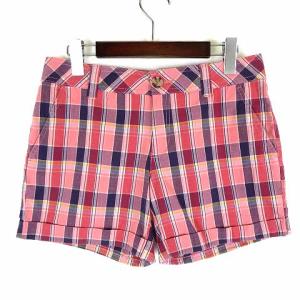 トミーヒルフィガー TOMMY HILFIGER ショートパンツ ハーフパンツ チェック柄 ストレッチ M 2 赤 レッド ピンク 紺 レディース