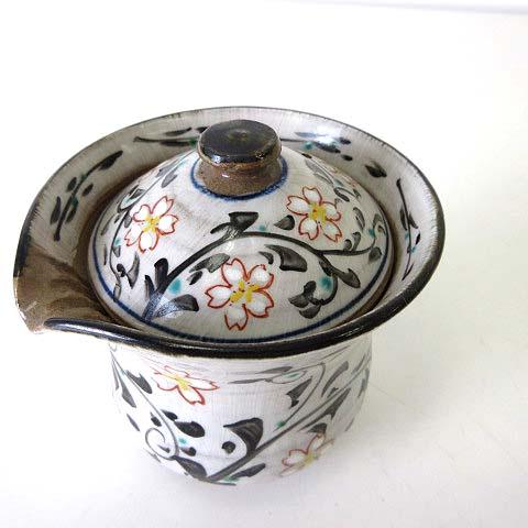 未使用品 宝瓶 急須 粉引 桜 花柄 茶器 グレー 直径 9cm 美品 その他