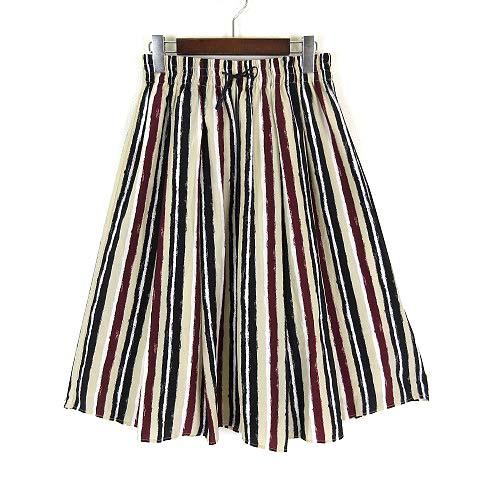 インタープラネット INTERPLANET スカート 手書き風 マルチ ストライプ フレア 薄手 落...