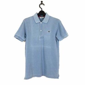 ラコステ LACOSTE ポロシャツ 半袖 鹿の子 ロゴ 刺繍 M 2 ブルーグレー 国内正規品 レディース