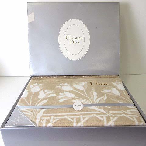 未使用品 クリスチャンディオール Christian Dior ブランケット 毛布 シングル 花柄 ...
