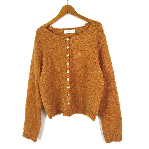 Alicedudu アリスデュデュ カーディガン ニット ブークレー ウール ゴールドボタン クルー...