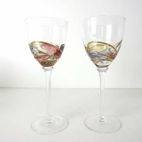 未使用品 カシオペア ワイングラス エトワル ペアグラス ステンドグラス風 2個 セット クリア ピ...