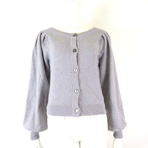 アラマンダ Allamanda 前後 2Way カーディガン ニット ラメ パフスリーブ ボリューム...