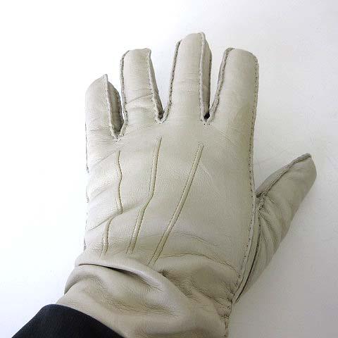 ポールスミス PAUL SMITH 手袋 グローブ 本革 ラムレザー 5本指 裏ウール F アイボリ...