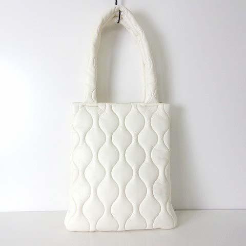 バッグ トートバッグ キルティング 波柄 ステッチ 中綿 フェイクレザー オフ白 かばん 鞄 カバン...