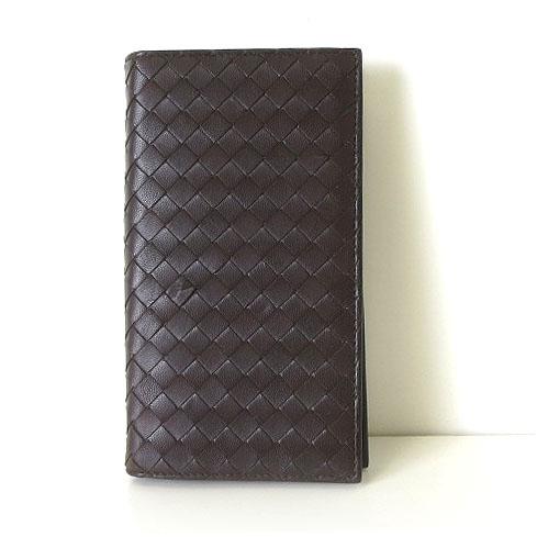 ボッテガヴェネタ BOTTEGA VENETA イントレチャート レザー 手帳カバー 茶 ブラウン ...