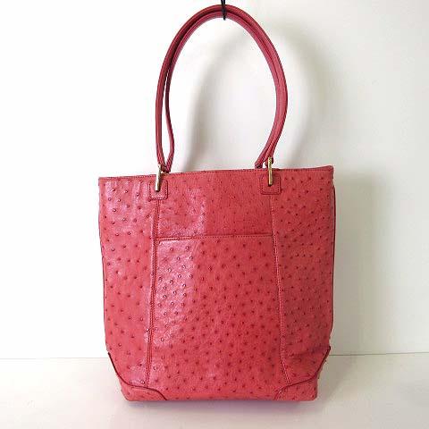 バッグ ショルダーバッグ トートバッグ オーストリッチ 本革 レザー コーラルピンク かばん 鞄 カ...